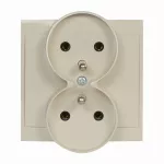 PT-6LR Gniazdo wtyczkowe podwójne-LUNA- p/t 2x2p+Z 16A, 250V do systemu ramkowego; beżowy