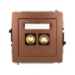 DECO Mechanizm gniazda głośnikowego pojedynczego (typu banan - czerwony i czarny, pozłacany, 4 mm2, skręcany) brązowy metalik