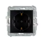 ICON Mechanizm gniazda pojedynczego z uziemieniem SCHUKO 2P+Z (przesłony torów prądowych) czarny mat