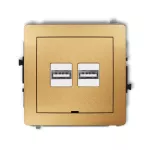 DECO Mechanizm ładowarki USB podwójnej 2xUSB A, 15,5W max., 5V, 3.1A, bez pola opisowego złoty