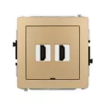 DECO Mechanizm gniazda podwójnego HDMI 2.0, 4K, bez pola opisowego złoty metalik