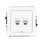 DECO Mechanizm gniazda komputerowego podwójnego 2xRJ45, kat. 6, 8-stykowy, bez pola opisowego biały