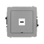 DECO Mechanizm gniazda pojedynczego 1xUSB C-C, bez pola opisowego szary mat