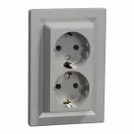 Gniazdo podwójne Asfora SCHUKO aluminium
