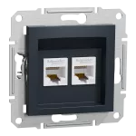 Asfora, gniazdo komputerowe 2x RJ45 kat.5e, UTP, bez ramki, antracyt