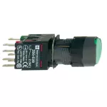 Harmony XB6 Przycisk, Podświetlany, Zielony, Płaski, 1 NO + 1 NC, 12...24 V AC/DC, 16 mm, Plastik