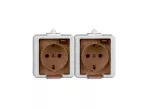 NT-7S/L Gniazdo wtyczkowe podwójne-SMART- 2x 2P+Z Schuko bryzgoodporne z klapką dymną; biały