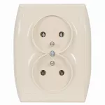 PT-6N Gniazdo wtyczkowe podwójne-NOVA- p/t 2x2p+Z 16A, 250V komplet; beżowy