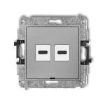 MINI Mechanizm ładowarki USB podwójnej 2xUSB C, 20W max., bez pola opisowego srebrny metalik