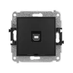 ICON Mechanizm gniazda pojedynczego USB A-B 2.0, bez pola opisowego czarny mat