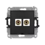 MINI Mechanizm gniazda głośnikowego pojedynczego, bez pola opisowego (typu banan - czerwony i czarny, pozłacany, 4 mm2, do lutowania) 12MGGBO-3