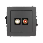 DECO Mechanizm gniazda podwójnego RCA, bez pola opisowego (typu cinch - biały i czerwony, pozłacany) 28DGRCABO-2