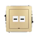 DECO Mechanizm gniazda podwójnego 2xUSB C-C, bez pola opisowego złoty
