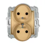 ICON Mechanizm gniazda podwójnego do ramki z uziemieniem 2x(2P+Z) (przesłony torów prądowych) złoty