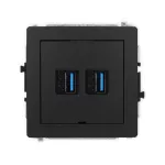 DECO Mechanizm gniazda podwójnego 2xUSB A-A 3.0, bez pola opisowego czarny mat