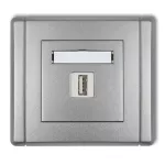 FLEXI Gniazdo pojedyncze USB A-A 2.0 srebrny metalik
