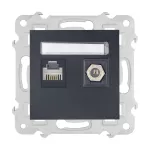 BELLA (Czarny mat) Gniazdo komputerowo RJ45 + antenowe F GPKA-BL/m bez ramki (op=4)