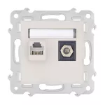 BELLA (Kaszmir) Gniazdo komputerowo RJ45 + antenowe F GPKA-BL/m bez ramki (op=4)