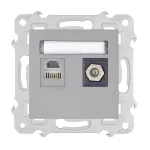 BELLA (Popiel mat) Gniazdo komputerowo RJ45 + antenowe F GPKA-BL/m bez ramki (op=4)