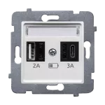 LAURA (Biały) Szybka Ładowarka USB A+C (A-10W, C-20W), bez ramki (op=4)