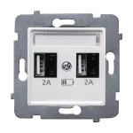 LAURA (Biały) Ładowarka USB 2xA (A-10W) bez ramki (op=4)