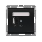 VERONA (Czarny mat) Ładowarka USB A (A-10W) bez ramki (op=4)