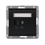 VERONA (Czarny mat) Szybka Ładowarka USB C (C-20W), bez ramki (op=4)
