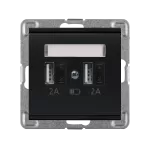 VERONA (Czarny mat) Ładowarka USB 2xA (A-10W) bez ramki (op=4)