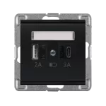 VERONA (Czarny mat) Szybka Ładowarka USB A+C (A-10W, C-20W), bez ramki (op=4)