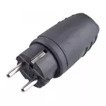 WTYCZKA GUMOWA [zb.10szt]  Prosta z/u uni-schuko 16A czarna IP44 16A/250V~