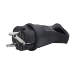 WTYCZKA GUMOWA [zb.10szt] Prosta z/u uni-schuko 16A czarna IP44 16A/250V~