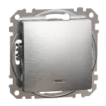 Łącznik 1-biegunowy z podświetleniem, Sedna Design & Elements, szczotkowane aluminium