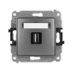 ICON Mechanizm gniazda pojedynczego USB A-A 2.0 grafitowy