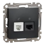 Gniazdo komputerowo-telefoniczne (RJ45 kat.6 UTP + RJ11), Sedna Design & Elements, czarny antracyt