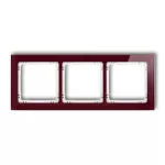 DECO Ramka uniwersalna potrójna - efekt szkła (ramka: bordowa; spód: biały)