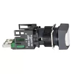 Harmony XB6 Kompletny przycisk, Biały, Płaski, 1 NO, Kwadratowy, Faston, 16 mm, Plastikowy