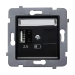 LAURA (Czarny mat) Ładowarka USB A (A-10W) bez ramki (op=4)