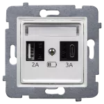 ROSA (Biały) Szybka Ładowarka USB A+C (A-10W, C-20W), bez ramki (op=4)