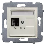ROSA (Ecru) Ładowarka USB A (A-10W) bez ramki (op=4)