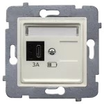 ROSA (Ecru) Szybka Ładowarka USB C (C-20W), bez ramki (op=4)