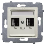 ROSA (Ecru) Ładowarka USB 2xA (A-10W) bez ramki (op=4)