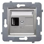 ROSA (Srebrny metalik ) Ładowarka USB A (A-10W) bez ramki (op=4)