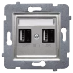 ROSA (Srebrny metalik) Ładowarka USB 2xA (A-10W) bez ramki (op=4)