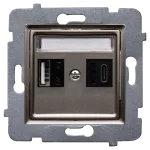 ROSA (Tytanowy metalik) Szybka Ładowarka USB A+C (A-10W, C-20W), bez ramki (op=4)