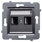 ROSA (Inox) Ładowarka USB 2xA (A-10W) bez ramki (op=4)
