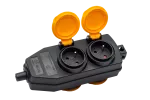 Gniazdo przenośne 4-krotne IP44, 16A / 230V ,moc max. 3680W, czarne, żółte klapki