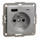 Gniazdo 2P+PE z USB A+C 3A, Sedna Design & Elements, srebrne aluminium