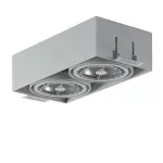 MARA PB2Bh AR111 wpust stropowy bezramkowy, max. 2x20W, G53, 12V, srebrny aluminiowy (mat struktura) RAL 9006