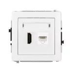 DECO Mechanizm gniazda pojedynczego HDMI 2.0, 4K + gniazda komp. poj. 1xRJ45, kat. 5e, 8-stykowy biały mat