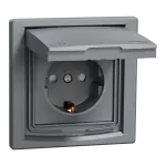 Asfora, gniazdo pojedyncze schuko, IP44, stal